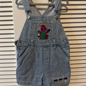 Vintage Barney Embroidered Shortalls Overalls